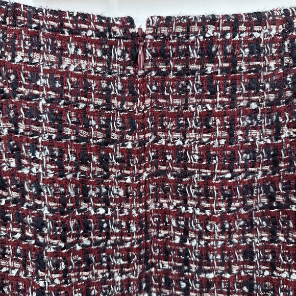 Talbots Womens Tweed Burgundy Fringe Pencil Skirt Sz 12 Office Academia Career - Picture 6 of 12